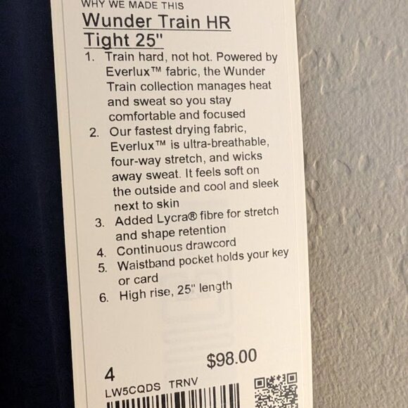 Wunder Train High-Rise Tight 25", Navy Blue, Sz 4 NWT - Picture 6 of 7